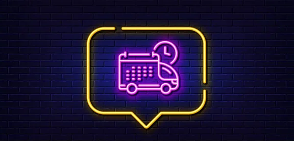 Neon Light Speech Bubble Delivery Schedule Line Icon Logistics Calendar — Stockvektor
