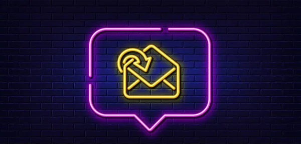 Neon Light Speech Bubble Receive Mail Download Line Icon Incoming — Stock Vector