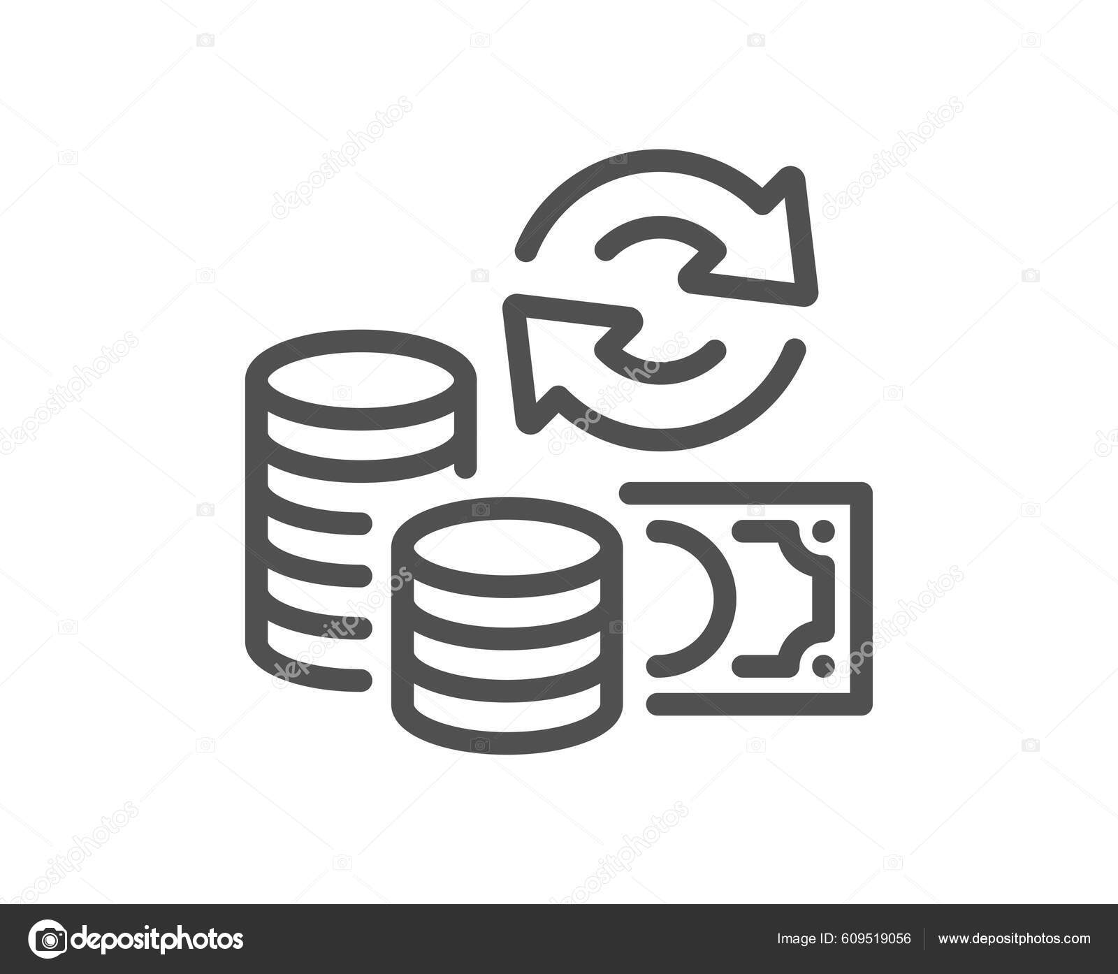 更改货币行图标货币兑换标志转账支付符号质量设计要素线性风格改变货币图标可编辑的中风图库矢量图©Blankstock 609519056