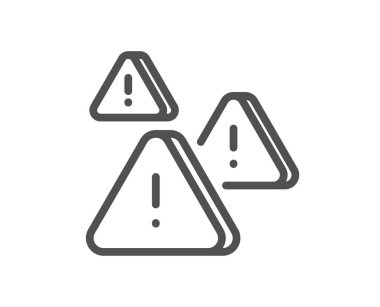 Dikkat çizgi simgesi. Önemli uyarı işareti. Tehlike uyarısı sembolü. Kalite tasarım elemanı. Doğrusal dikkat ikonu. Düzenlenebilir felç. Vektör