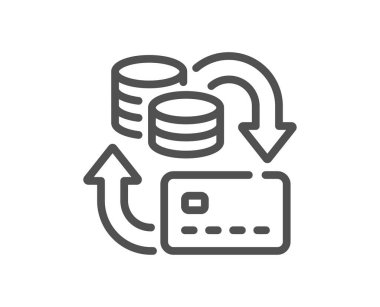 Para çizgisi simgesi. Kredi kartı tabelası. Banka ödemeleri sembolü. Kalite tasarım elemanı. Doğrusal para değişimi simgesi. Düzenlenebilir felç. Vektör