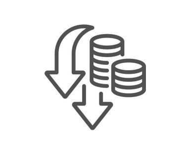 Deflasyon çizgisi simgesi. Fiyatı düşürme işareti. Oran sembolünü azalt. Kalite tasarım elemanı. Doğrusal biçim deflasyon simgesi. Düzenlenebilir felç. Vektör