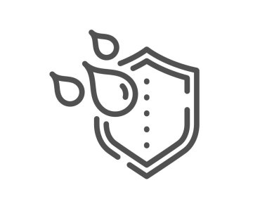 Su geçirmez çizgi simgesi. Suya dayanıklı. Koruma sembolünü bırak. Kalite tasarım elemanı. Doğrusal stil su geçirmez ikon. Düzenlenebilir felç. Vektör