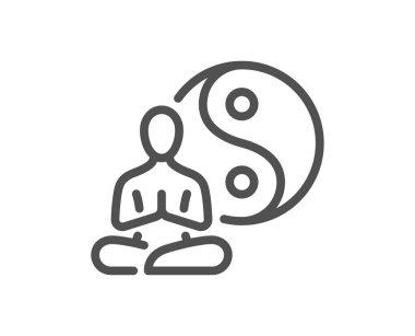 Yoga çizgisi simgesi. Meditasyon poz işareti. Vücut ve zihin sembolünü gevşet. Kalite tasarım elemanı. Doğrusal yoga ikonu. Düzenlenebilir felç. Vektör