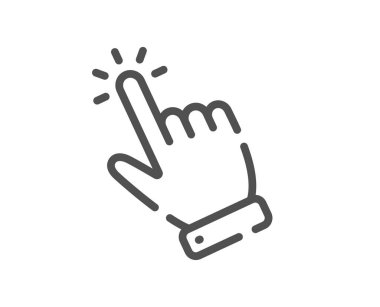 El imleç çizgisi simgesi. Eylem işaretine tıklayın. Parmak göstergesi sembolü. Kalite tasarım elemanı. Doğrusal biçim imleç simgesi. Düzenlenebilir felç. Vektör