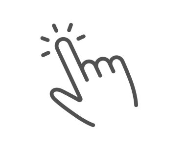 El imleç çizgisi simgesi. Eylem işaretine tıklayın. Parmak göstergesi sembolü. Kalite tasarım elemanı. Doğrusal biçim imleç simgesi. Düzenlenebilir felç. Vektör