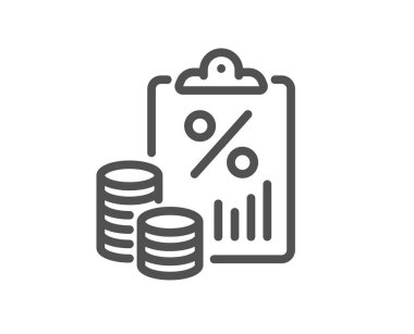Vergi belgesi çizgisi simgesi. Vergi oranı raporu. Maaş dosyası sembolü. Kalite tasarım elemanı. Doğrusal biçim vergi belgesi simgesi. Düzenlenebilir felç. Vektör