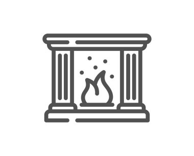 Şömine hattı simgesi. Yangın mobilyası tabelası. Ev bacası sembolü. Kalite tasarım elemanı. Doğrusal şömine ikonu. Düzenlenebilir felç. Vektör