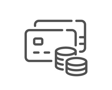 Para çizgisi simgesi. Kredi kartı tabelası. Nakit paraların sembolü. Kalite tasarım elemanı. Doğrusal para simgesi. Düzenlenebilir felç. Vektör