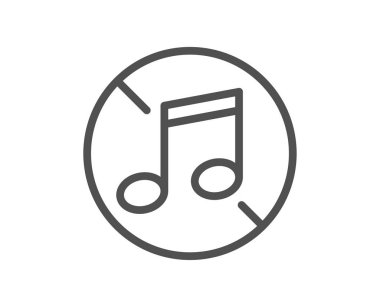 Müzik çizgisi simgesi yok. Müzikal not işareti. Ses sembolünü kapat. Kalite tasarım elemanı. Doğrusal stil, müzik simgesi yok. Düzenlenebilir felç. Vektör