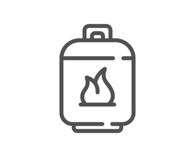 Gaz silindiri çizgi simgesi. LPG yakıt deposu tabelası. Sıvılaştırılmış petrol şişesi sembolü. Kalite tasarım elemanı. Doğrusal gaz silindiri simgesi. Düzenlenebilir felç. Vektör