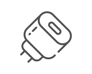 Adaptör hattı simgesi yükleniyor. Mobil aksesuar imzası. Dolgu sembolü yükleniyor. Kalite tasarım elemanı. Doğrusal biçim şarj etme ikonu. Düzenlenebilir felç. Vektör
