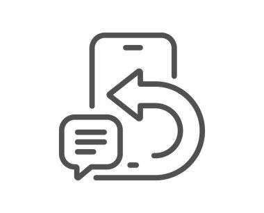 Telefon hattı simgesi. Akıllı telefon uygulaması işareti. Cep telefonu mobil cihaz sembolü. Kalite tasarım elemanı. Doğrusal telefon mesajı simgesi. Düzenlenebilir felç. Vektör