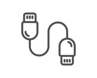 Kablo hattı simgesi yükleniyor. Mobil aksesuar imzası. Veri kablosu sembolü Kalite tasarım elemanı. Doğrusal stil kablo ikonu şarj ediyor. Düzenlenebilir felç. Vektör