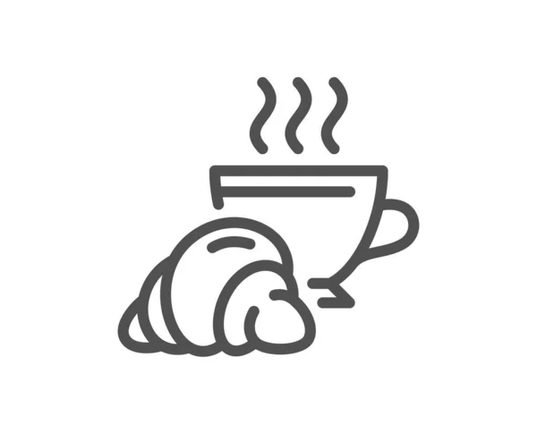 Εικονίδιο Γραμμής Κρουασάν Καφές Ταμπέλα Κουλουράκι Αρτοποιείο Σύμβολο Boulangerie Στοιχείο — Διανυσματικό Αρχείο