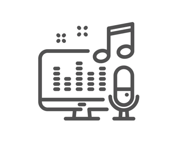 Podcast Line Icon Studio Mic Sign Voice Record Microphone Symbol — Stock Vector