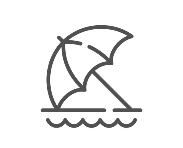 Beach Umbrella Line Icon Sun Parasol Sign Summer Vacation Symbol — Stock Vector