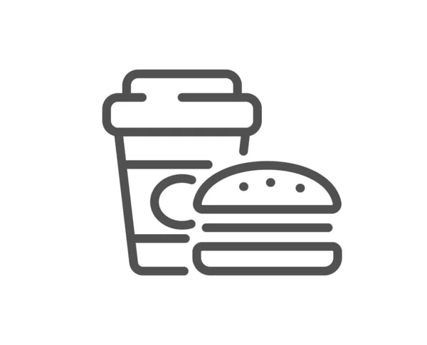 Fast Food Hattı Ikonu Burger Içki Tabelası Çizburger Sembolü Kalite — Stok Vektör