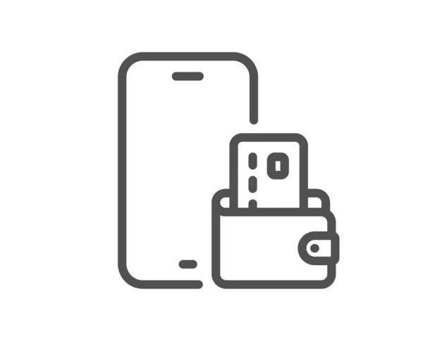 Icône Ligne Portefeuille Téléphone Smartphone App Signe Symbole Téléphone Portable — Image vectorielle