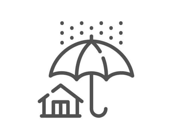 Home Insurance Line Icon Risk Management Sign House Umbrella Symbol — Stock Vector