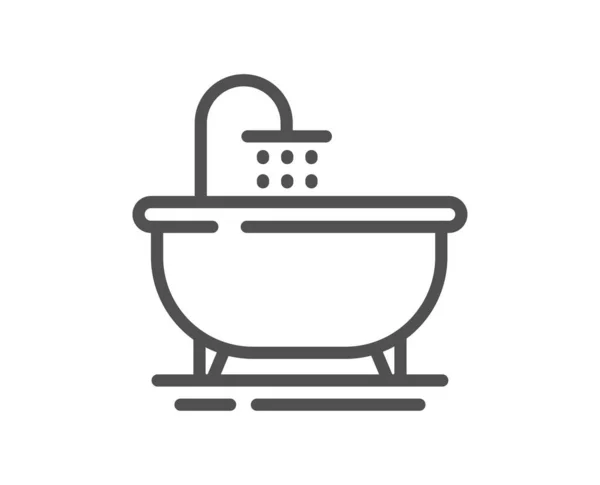 バスタブラインのアイコン 浴室の家具の記号 バスタブのシンボル 品質設計要素 線形スタイルのバスアイコン 編集可能なストローク ベクトル — ストックベクタ