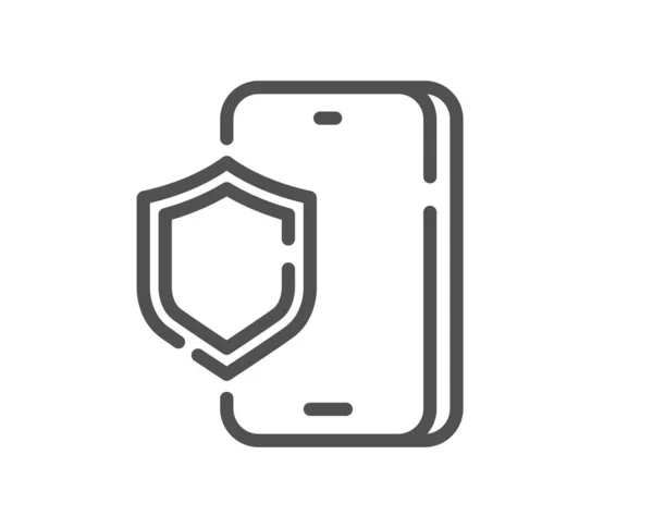 Icono Línea Protección Telefónica Smartphone Cellphone Signo Antivirus Símbolo Accesorios — Vector de stock