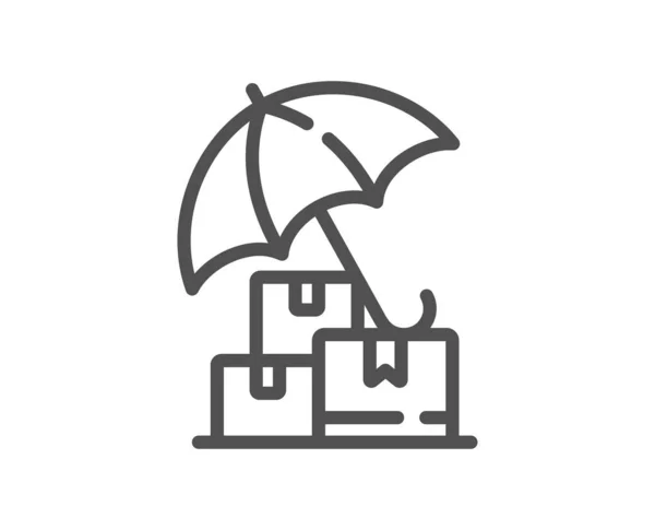 Leveransförsäkring Linje Ikon Riskhanteringsskylt Förpackningar Med Paraplysymbol Kvalitetselement Linjär Stil — Stock vektor