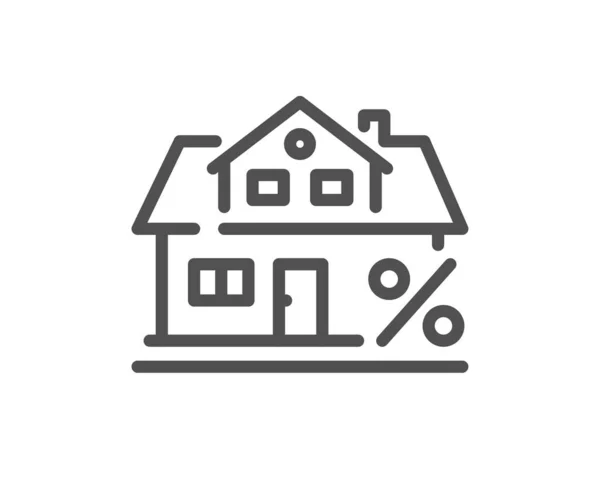Icône Ligne Hypothécaire Crédit Taux Imposition Signe Symbole Pourcentage Immobilier — Image vectorielle