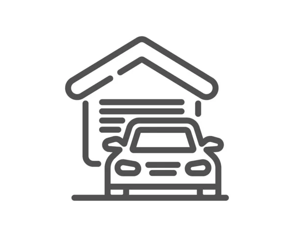 Garage Line Icon Car House Sign Home Transport Parking Symbol — Stock Vector