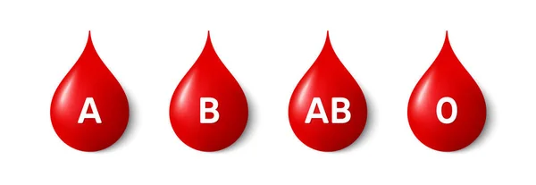 Blodgrupp Droppar Blodgrupp Och Donation Röd Plasma Vätska Form Droppe — Stock vektor