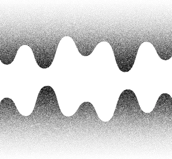Dotwork Gradient Grain Wave Background Black Noise Stipple Dots Pattern — Stock Vector