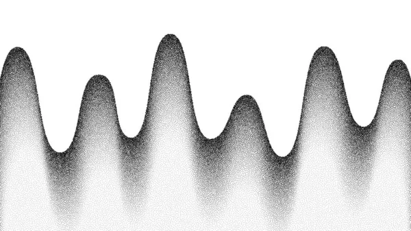 Dotwork Gradient Grain Wave Background Black Noise Stipple Dots Pattern — Stock Vector