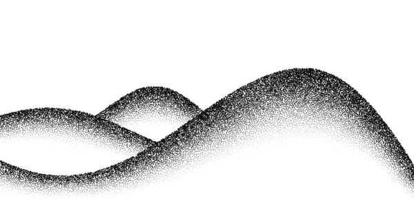 Dotwork Горный Векторный Фон Черный Шум Усеивает Холмы Эффект Песка — стоковый вектор