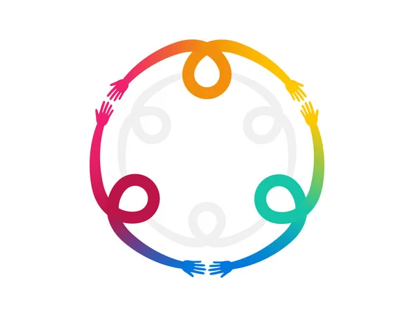Логотип Культуры Включения Разнообразия Люди Держатся Руки Иконой Гендерного Равенства — стоковый вектор