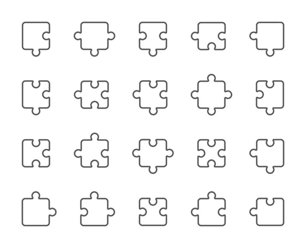 Puzzle Line Icons Jigsaw Challenge Strategy Puzzle Pieces Icons Fun — Image vectorielle