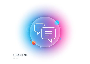 Noktalar mesaj çizgisi simgesi. Gradyan bulanıklık düğmesi ve cam morfizmi. Sohbet tabelası. Konuşma balonu sembolü. Şeffaf cam tasarımı. Noktalar mesaj çizgisi simgesi. Vektör