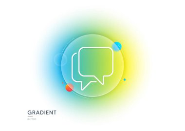 Kabarcık çizgisi simgesi konuş. Gradyan bulanıklık düğmesi ve cam morfizmi. Konuşma balonu işareti. Sohbet mesajı sembolü. Şeffaf cam tasarımı. Kabarcık çizgisi simgesi konuş. Vektör
