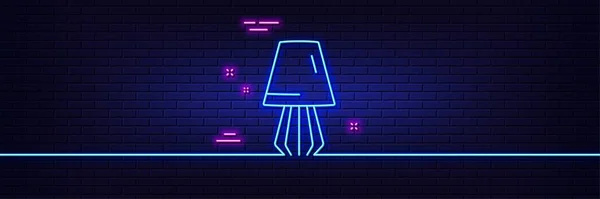 Neon Licht Gloed Effect Tafellamp Lijn Pictogram Een Nachtlampje Interieur — Stockvector