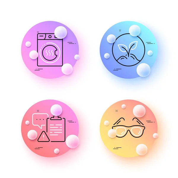 Clipboard Óculos Sol Ícones Linha Mínima Inicialização Esferas Bolas Botões — Vetor de Stock