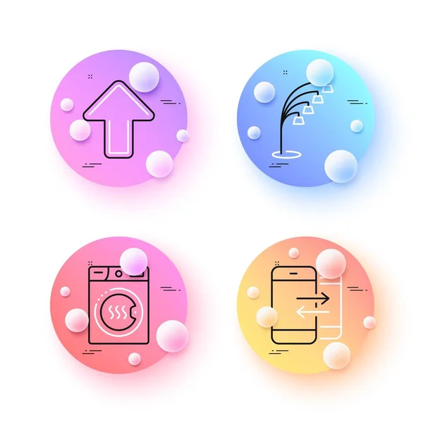 電話通信 アップロードおよび乾燥機マシン最小限のラインアイコン 3D球やボールボタン フロアランプのアイコン Web アプリケーション 印刷用 ベクトル — ストックベクタ