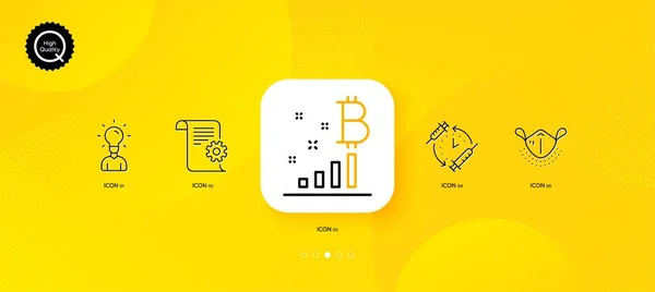 Horario Vacunación Documentación Técnica Gráficos Bitcoin Iconos Línea Mínima Fondo — Vector de stock