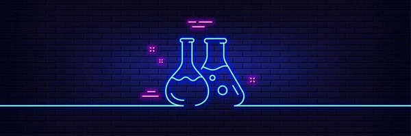 Neonový Světelný Efekt Ikona Řádku Laboratoře Chemie Laboratorní Nápis Analytický — Stockový vektor