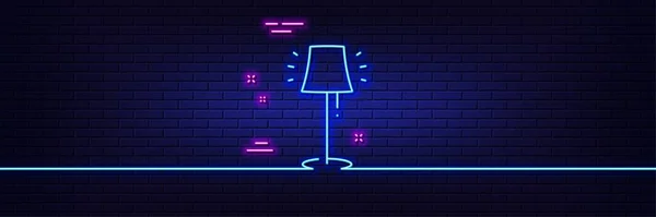 Neon Ljus Glöd Effekt Stå Lamplinjen Ikonen Golvljusskylt Inredningen Belyser — Stock vektor