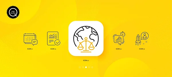 Magistrados Tribunal Mensagem Ícones Linha Mínima Inicialização Fundo Abstrato Amarelo — Vetor de Stock