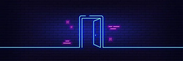 Neon Fényeffektus Nyílt Ajtó Ikon Bejárati Ajtó Jele Bejárati Szimbólum — Stock Vector