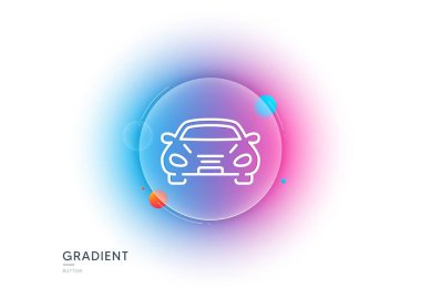 Araba taşıma hattı simgesi. Gradyan bulanıklık düğmesi ve cam morfizmi. Nakliye aracı işareti. Sürücü sembolü. Şeffaf cam tasarımı. Araba çizgisi simgesi. Vektör