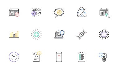 Zaman yönetimi, web sayacı ve tıbbi takvim çizelgesi simgeleri web sitesi, yazdırma için. Coronavirus koleksiyonu, Checklist, sahte internet ikonları. Hızlı ipuçları, servis web elemanları. Vektör