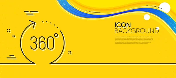 360 Degrees Line Icon Abstract Yellow Background Panoramic View Sign — Stock Vector