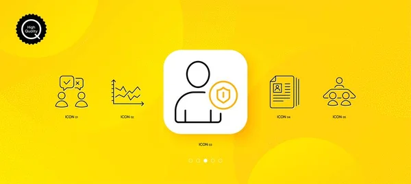 Seguridad Diagrama Gráfico Documentos Iconos Línea Mínima Fondo Abstracto Amarillo — Vector de stock