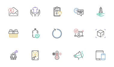 Web sitesi, yazdırma için Hızlı ipuçları ve Hasta geçmişi simgeleri. Artırılmış Gerçeklik Koleksiyonu, Hediye, Toplu Finansman ikonları. Tişört, mobil cihazlar, internet erişimi elemanları. Vektör